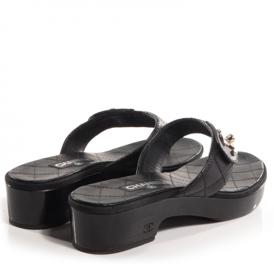 chanel cc black sandals