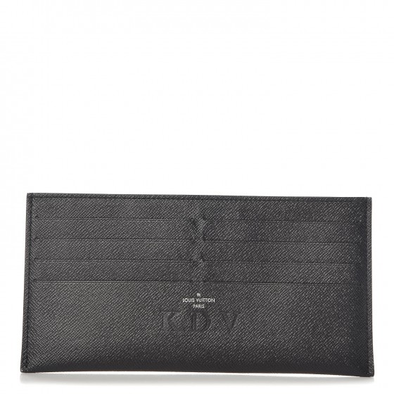 LOUIS VUITTON Calfskin Felicie Chain Wallet Card Holder Insert Black 340576
