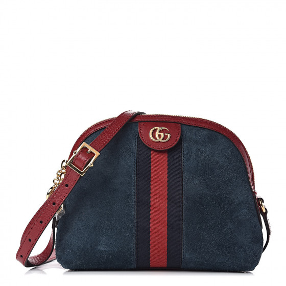GUCCI Suede Patent GG Web Small Ophidia Shoulder Bag Blue Red 493834