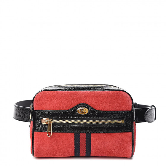 GUCCI Suede Small Ophidia Belt Bag 85 34 Hibiscus Red 527552