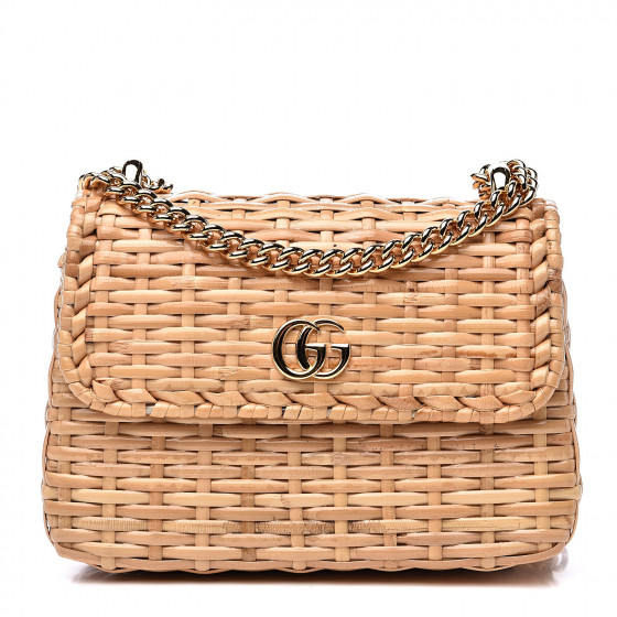 GUCCI Glazed Wicker Mini Cestino Bag Natural 529150 | FASHIONPHILE