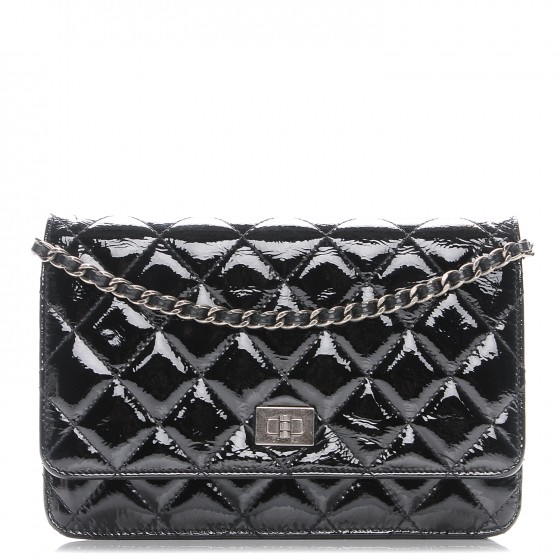 CHANEL Distressed Patent Calfskin Quilted Reissue Wallet On Chain WOC ...