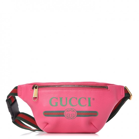 GUCCI Grained Calfskin Small Gucci Print Belt Bag Pink 325311