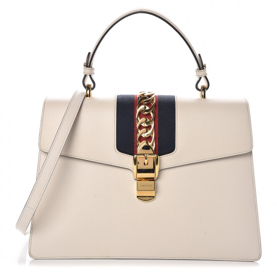 GUCCI Guccissima Medium Sylvie Top Handle Bag White 383149