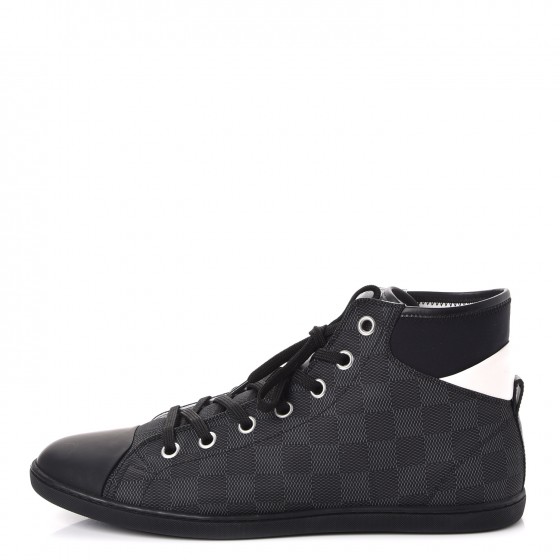 LOUIS VUITTON Nylon Damier Graphite Mens Baseball High Top Sneaker Boot 9 248923