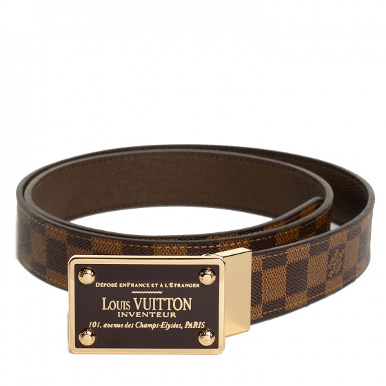 Louis Vuitton Slender 35mm Reversible Belt Black Damier Canvas. Size 85 cm