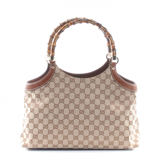 gucci monogram bamboo handle bag