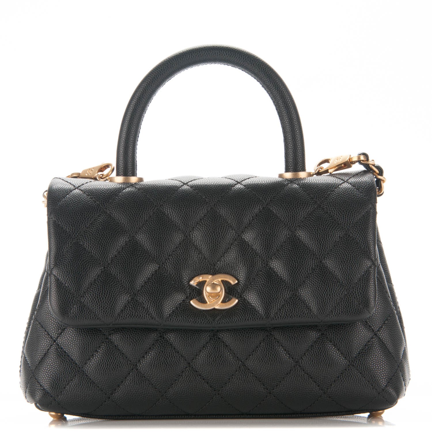 Chanel Caviar Quilted Mini Coco Handle Flap Black Fashionphile