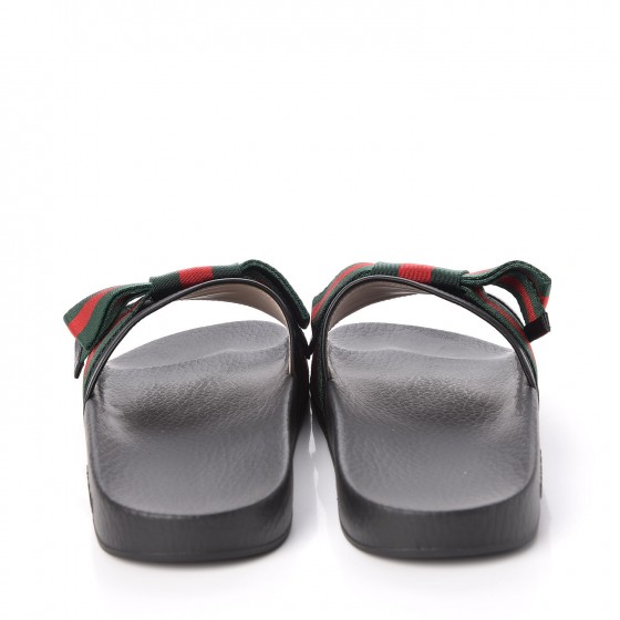 gucci black web ribbon bow slides flats