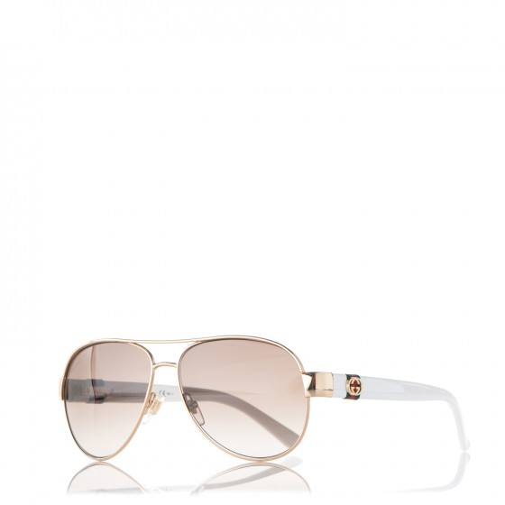 gucci white and gold aviator sunglasses