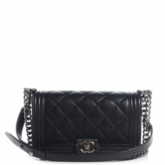chanel calfskin quilted medium boy flap black