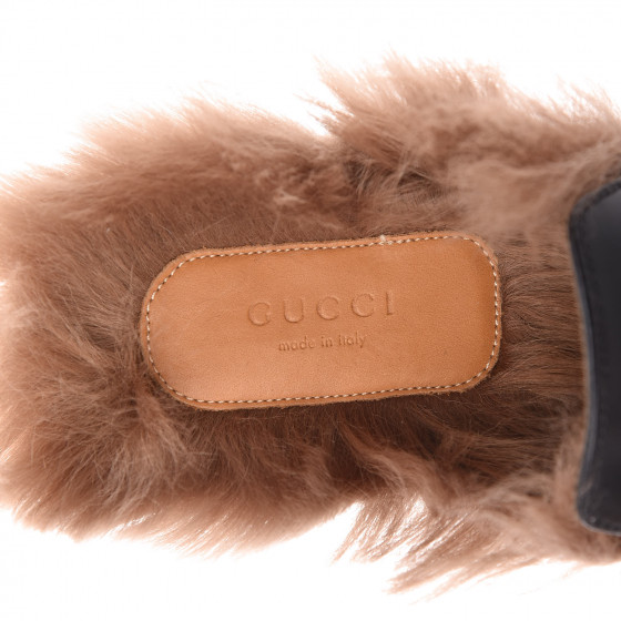 faux gucci fur slides