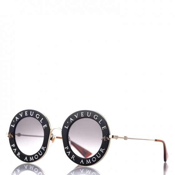GUCCI Round Frame Metal GG0113S Sunglasses Black 327558 | FASHIONPHILE