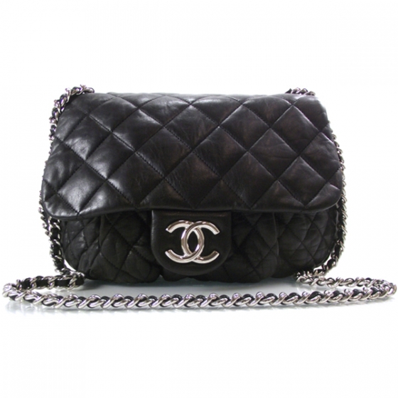 Chanel Lambskin Chain Around Large Messenger Bag Black 14677