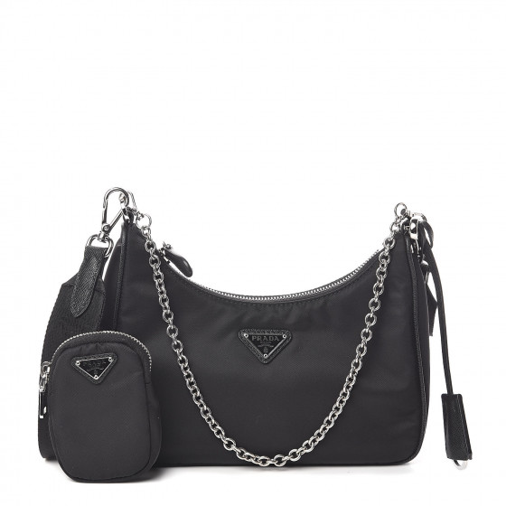 PRADA Nylon Re-Edition 2005 Shoulder Bag Black 504133 | FASHIONPHILE