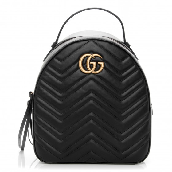 GUCCI Calfskin Matelasse GG Marmont Backpack Black 183146