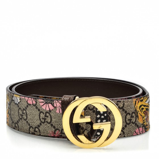 GUCCI Supreme Monogram Bengal Interlocking G Belt 80 32 Beige Pink 189893 | FASHIONPHILE