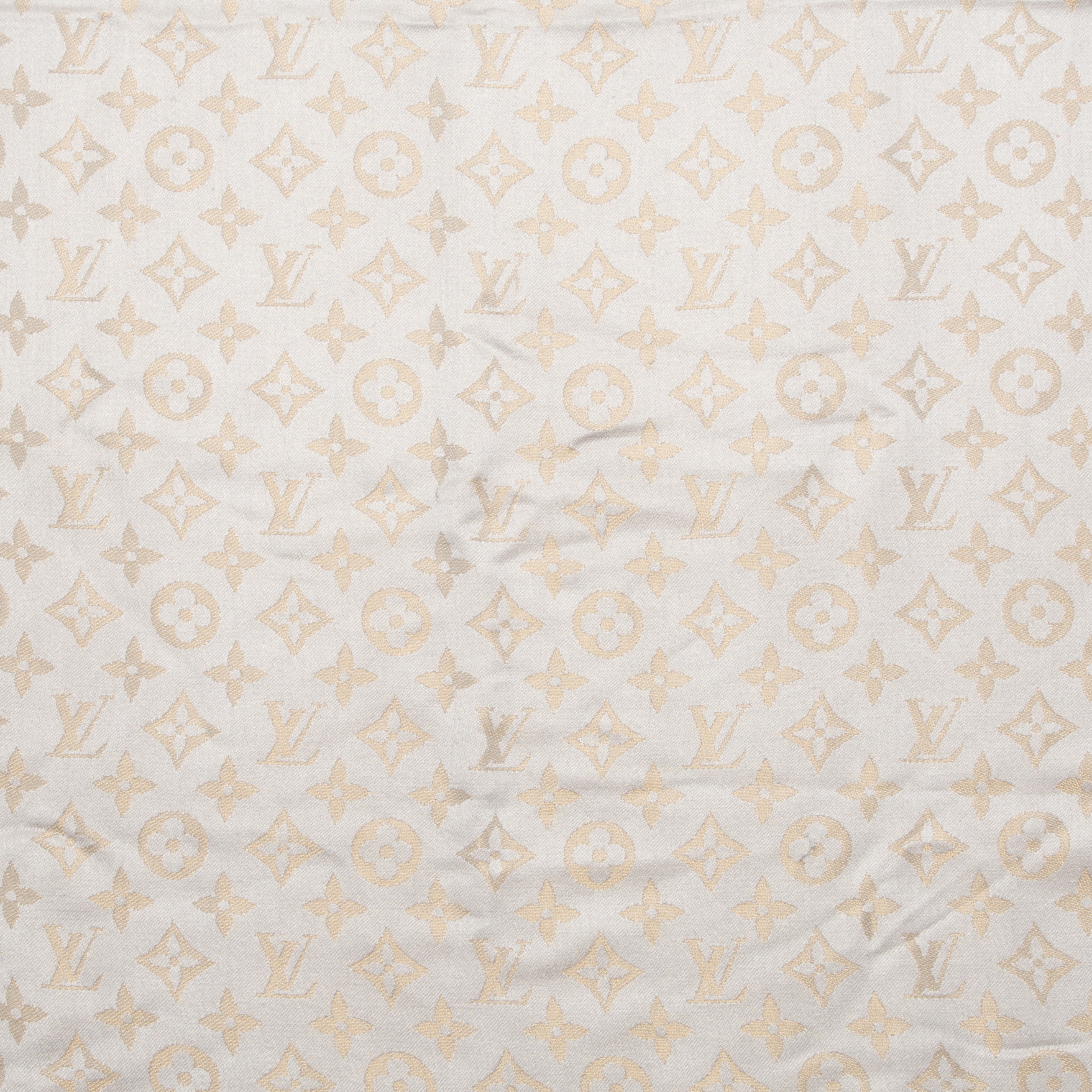 Louis Vuitton Greige Monogram Silk & Wool Shine Shawl Louis Vuitton