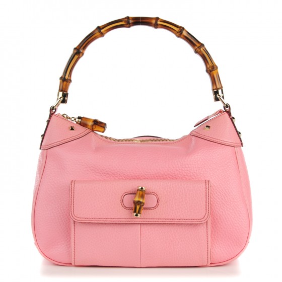 gucci pink bamboo handbag