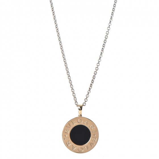 Bulgari Stainless Steel 18k Yellow Gold Black Onyx Pendant Necklace Bulgari Stainless Steel 18k Yellow Gold Black Onyx Pendant Necklace 284448
