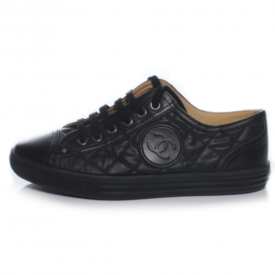 CHANEL Leather Quilted CC Sneakers 