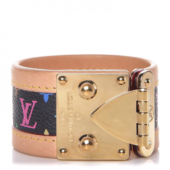 LOUIS VUITTON Monogram Multicolor S Lock Bracelet M Black 287016