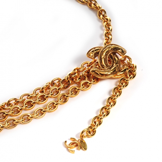 CHANEL Quilted CC Chain Belt Gold 67427