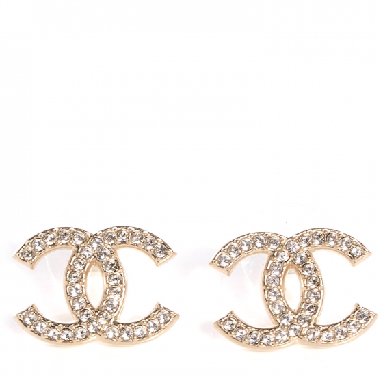 CHANEL Crystal CC Earrings Gold 75799 | FASHIONPHILE