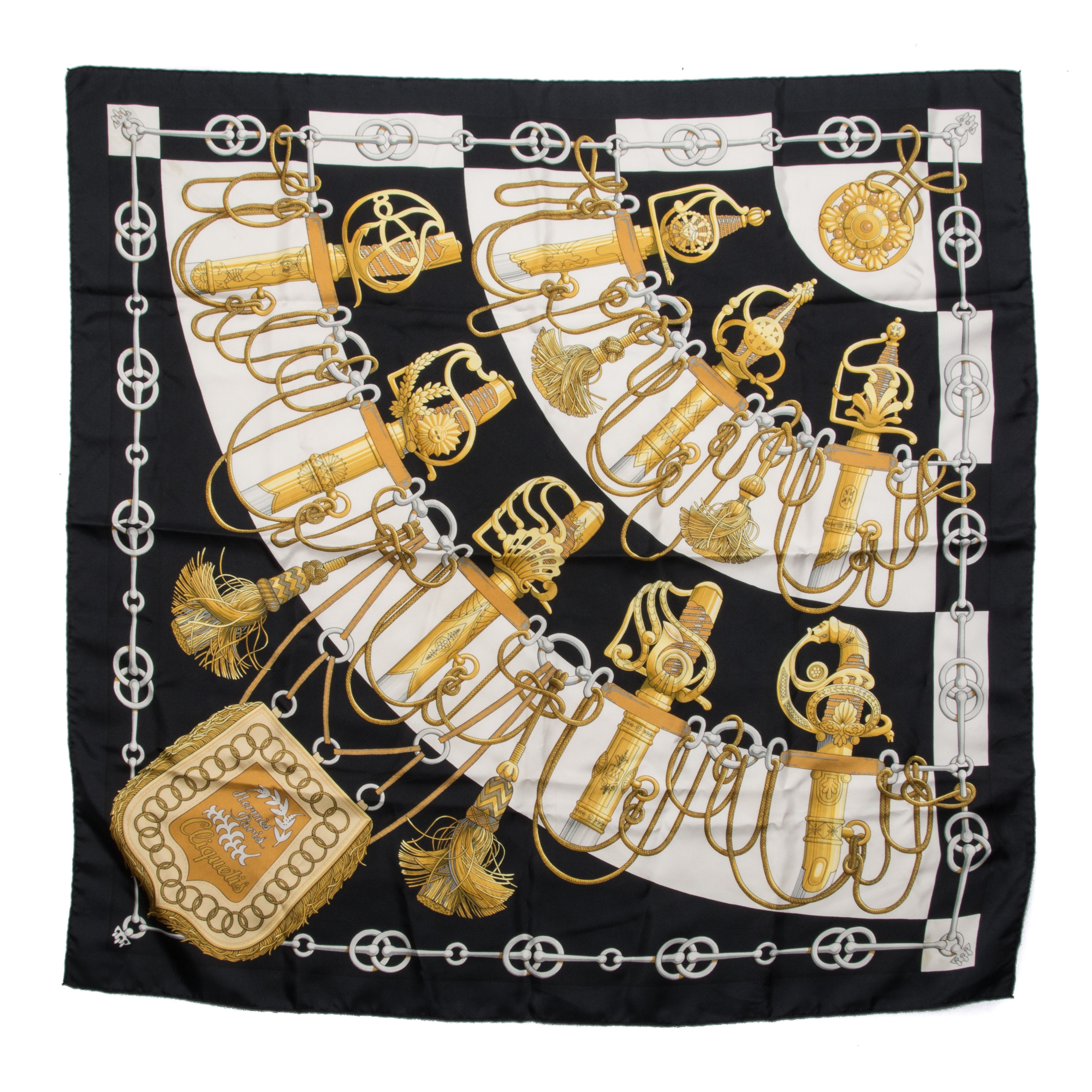 HERMES Silk Cliquetis Scarf 90 174527 