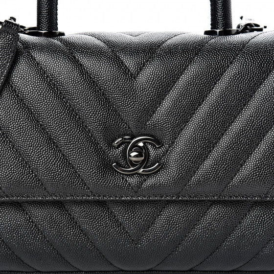 caviar quilted extra mini coco handle flap black