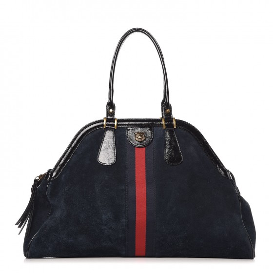 Gucci Suede Large Re Belle Top Handle Bag Blue