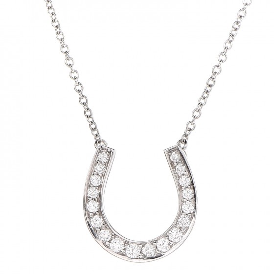TIFFANY Platinum Diamond Horseshoe Pendant Necklace 311227