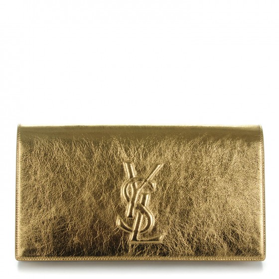 ysl gold metallic clutch