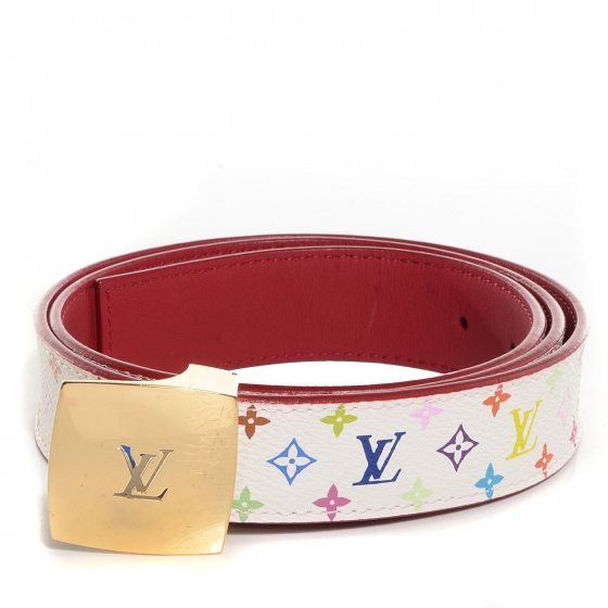 LOUIS VUITTON Multicolor LV Cut Reversible Belt 90 36 White 82734