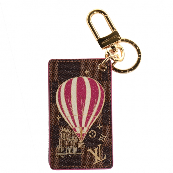 LOUIS VUITTON Damier Ebene Illustre Air Balloon Bag Charm Pink 86520