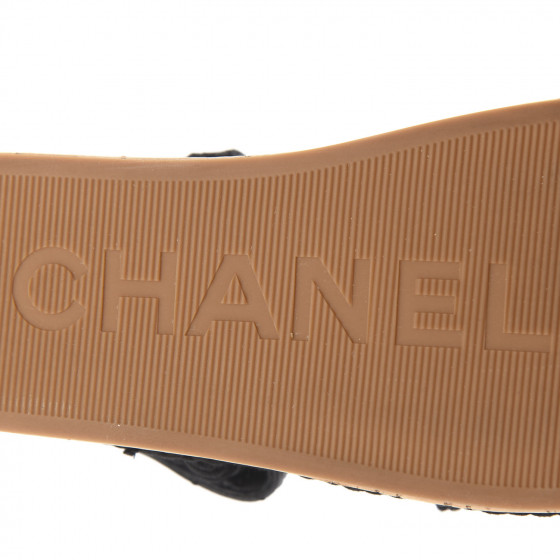 chanel cord and lambskin sandals black