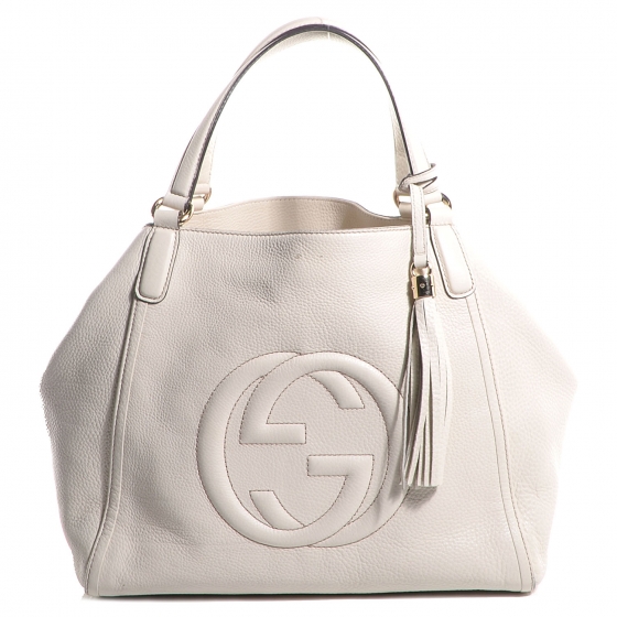 GUCCI Leather Medium Soho Shoulder Bag Off White 85290