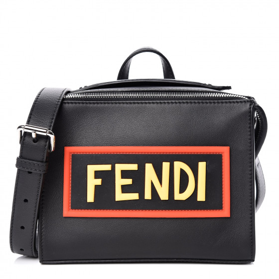FENDI Calfskin Mini Logo Lui Bag Black 497937