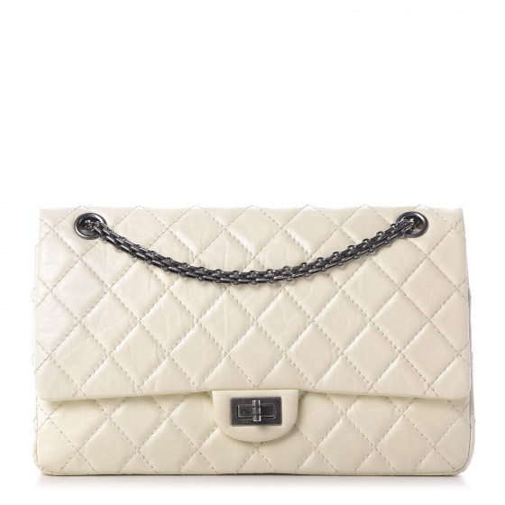CHANEL Aged Calfskin Quilted 2.55 Reissue 226 Flap Ivory