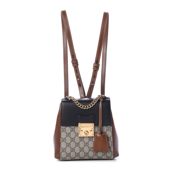 gg supreme canvas & leather padlock backpack
