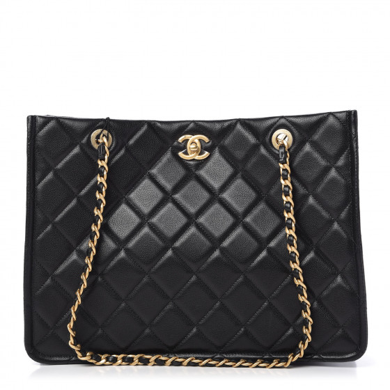 CHANEL Caviar Quilted Sweet Classic Shopping Tote Black 715150 ...