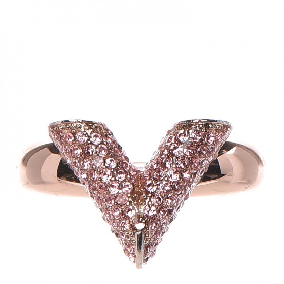 LOUIS VUITTON Crystal Essential V Strass Ring S 6.5 Pink Gold 279922