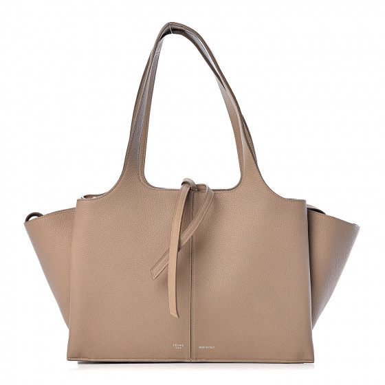 CELINE Baby Grained Calfskin Small Tri-Fold Bag Light Taupe 441147 ...