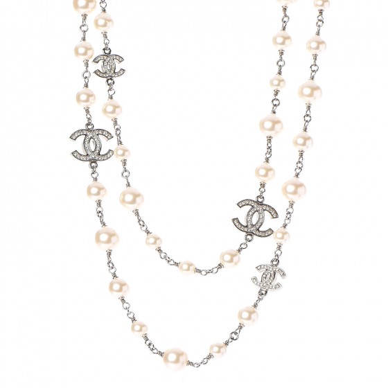 chanel crystal pearl necklace