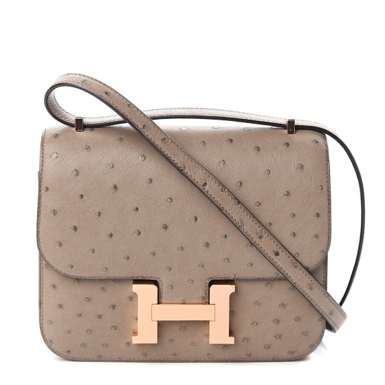 HERMES Ostrich Constance 18 Gris Asphalte 538396