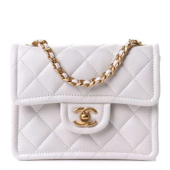 CHANEL Caviar Quilted Mini Sweet Classic Flap White