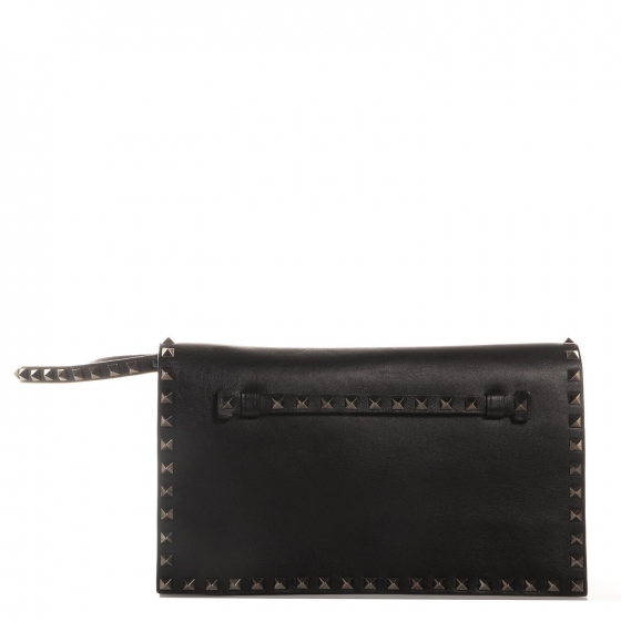 valentino black rockstud clutch