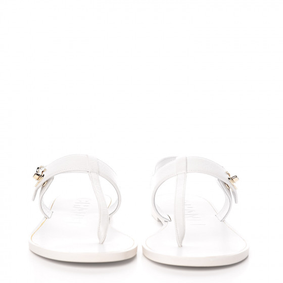 chanel cord and lambskin sandals white