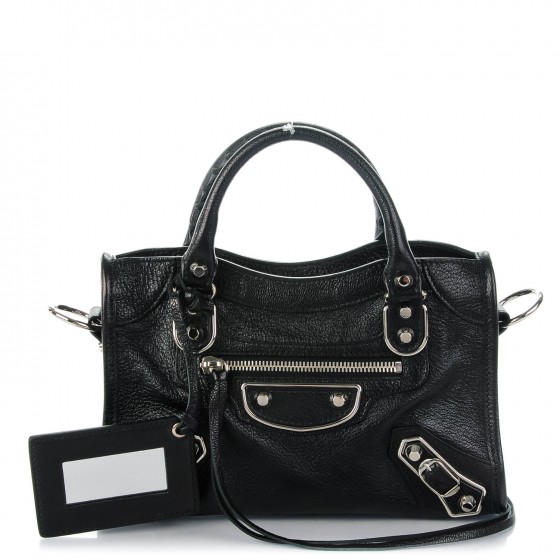 balenciaga mini city black silver