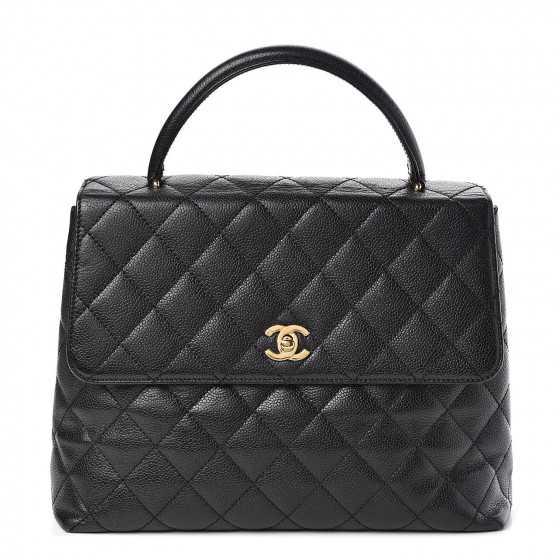 CHANEL Caviar Quilted Jumbo Kelly Flap Black 504470